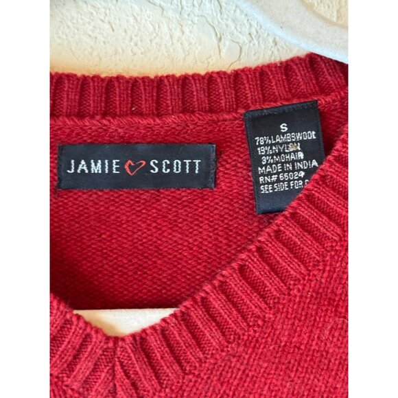 vintage Jamie Scott Red Argyle V-Neck long sleeve Sweater Small Made In India - Picture 4 of 11